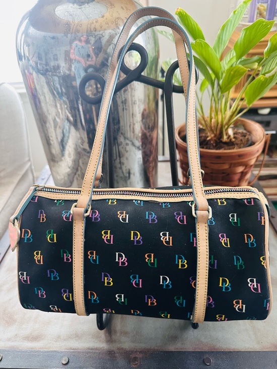 Dooney & Bourke Handbags - Dooney & Bourke Y2K Black Multicolor DB Logo Barrel Shoulder Bag